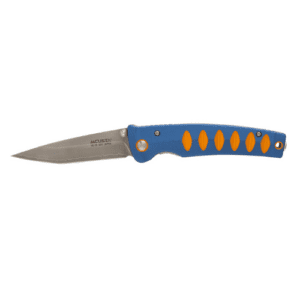 Mcusta Katana MC-0042C pocket knife with VG10 Damascus blade, aluminium handle, and solid liner lock. Lightweight, smooth opening, ideal for everyday carry.