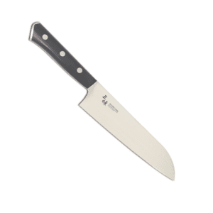 Zanmai Modern Molybdenum knife with durable 8A blade, sharp Hamaguri edge, balanced full-tang, and comfortable black Pakka handle for precise cutting.