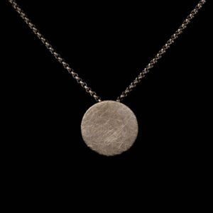 Brushed Circle | Rhodium Plated Silver Pendant