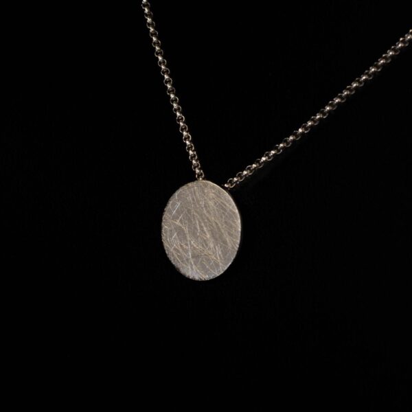 Brushed Circle | Rhodium Plated Silver Pendant