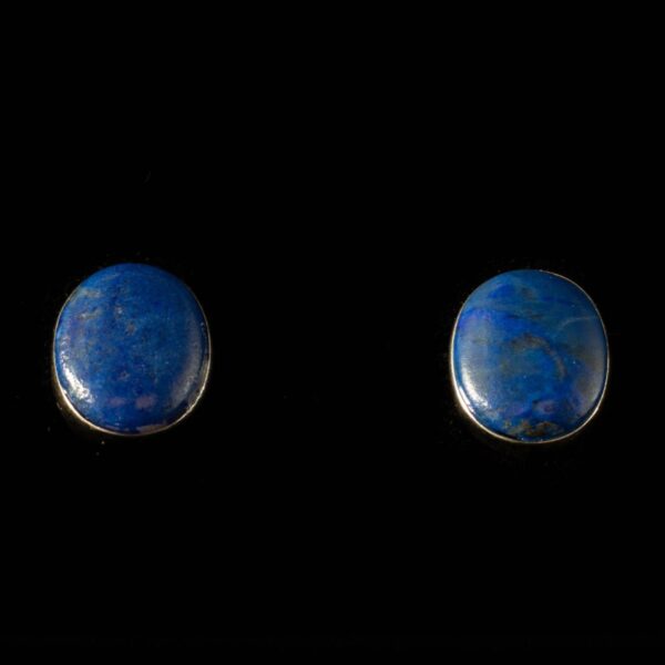 Lapis Ellipse | Curated Rhodium-Plated Silver Stud Earrings