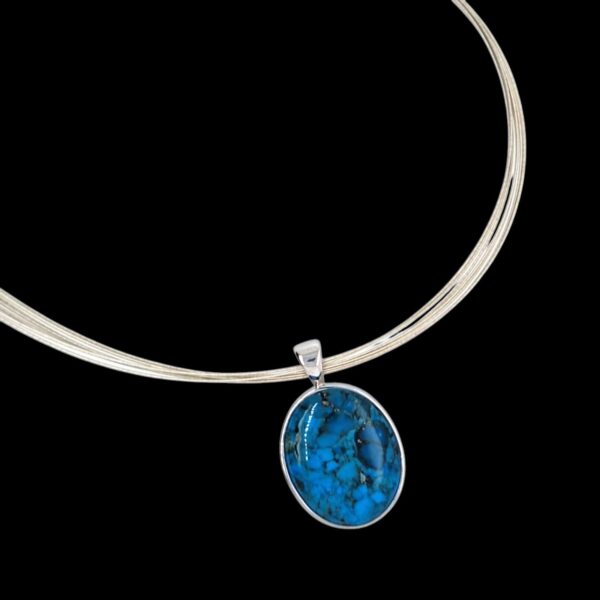 Turquoise Form | Curated Rhodium-Plated Silver Pendant