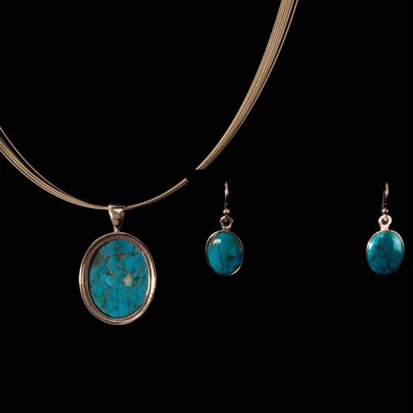 Turquoise Form | Curated Rhodium-Plated Silver Pendant