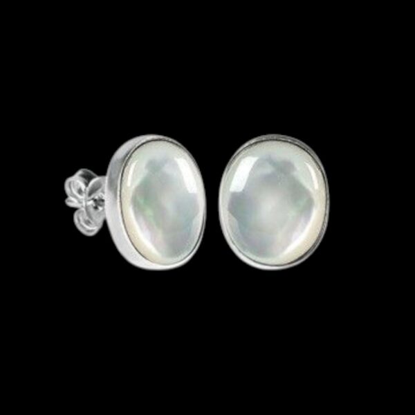 Pearl Ellipse | Curated Rhodium-Plated Silver Stud Earrings