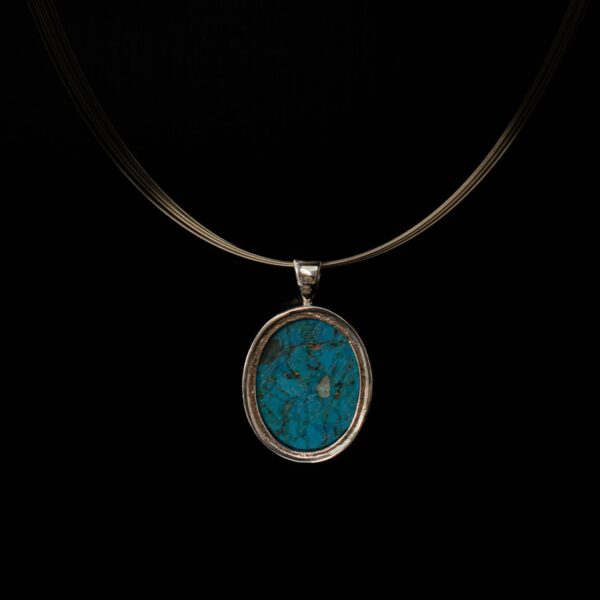 Turquoise Form | Curated Rhodium-Plated Silver Pendant